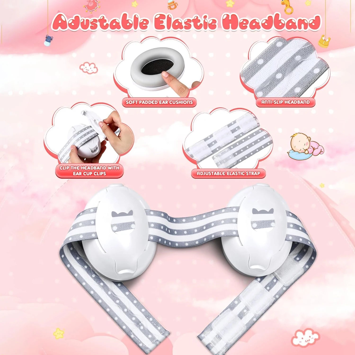 Noise Cancelling Ear Protection for Infant, Baby Headphones for cancelling noise, Plane Sleeping accessory, Baby Ear Protection, Travel Essential