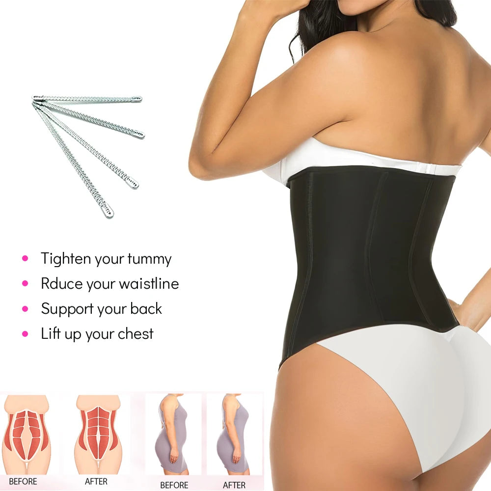 Waist Trainer for Women, Tummy Control Workout Waist Cincher, Corset Shapewear Postpartum Body Shaper with Zipper Hook