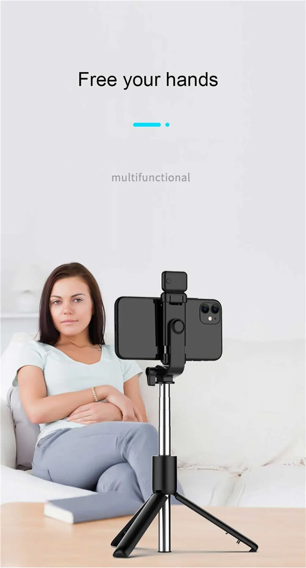 New Bluetooth Selfie Stick Mobile Phone Holder Retractable Portable Multifunct-ional Mini Tripod with Wireless Remote Shutter