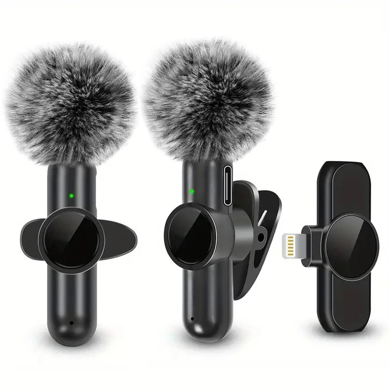 Wireless Lavalier Microphone with Windproof, Cover Audio Video Recording , Mini Mic For iPhone Android Mobile Phone Microphone