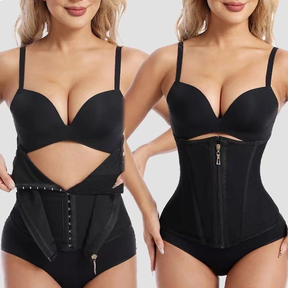 Waist Trainer for Women, Tummy Control Workout Waist Cincher, Corset Shapewear Postpartum Body Shaper with Zipper Hook