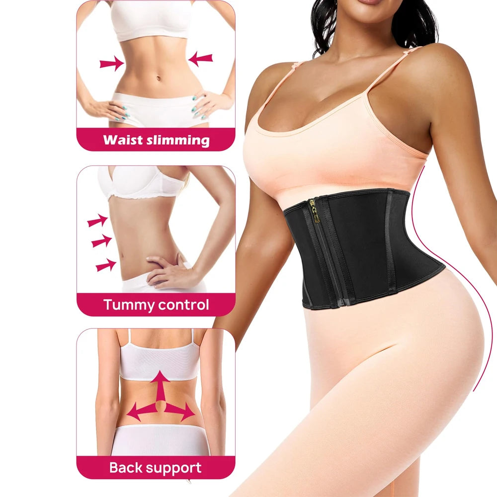 Waist Trainer for Women, Tummy Control Workout Waist Cincher, Corset Shapewear Postpartum Body Shaper with Zipper Hook
