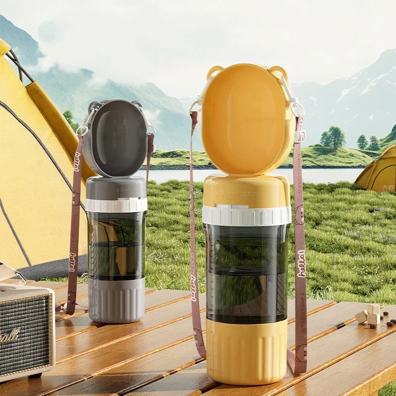2 in 1 Portable Dog Water Bottle Pet Water Container with Food Storage Pet Travel Drinking Bowl for Dogs Cats Pet Supplies