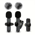 Wireless Lavalier Microphone with Windproof, Cover Audio Video Recording , Mini Mic For iPhone Android Mobile Phone Microphone