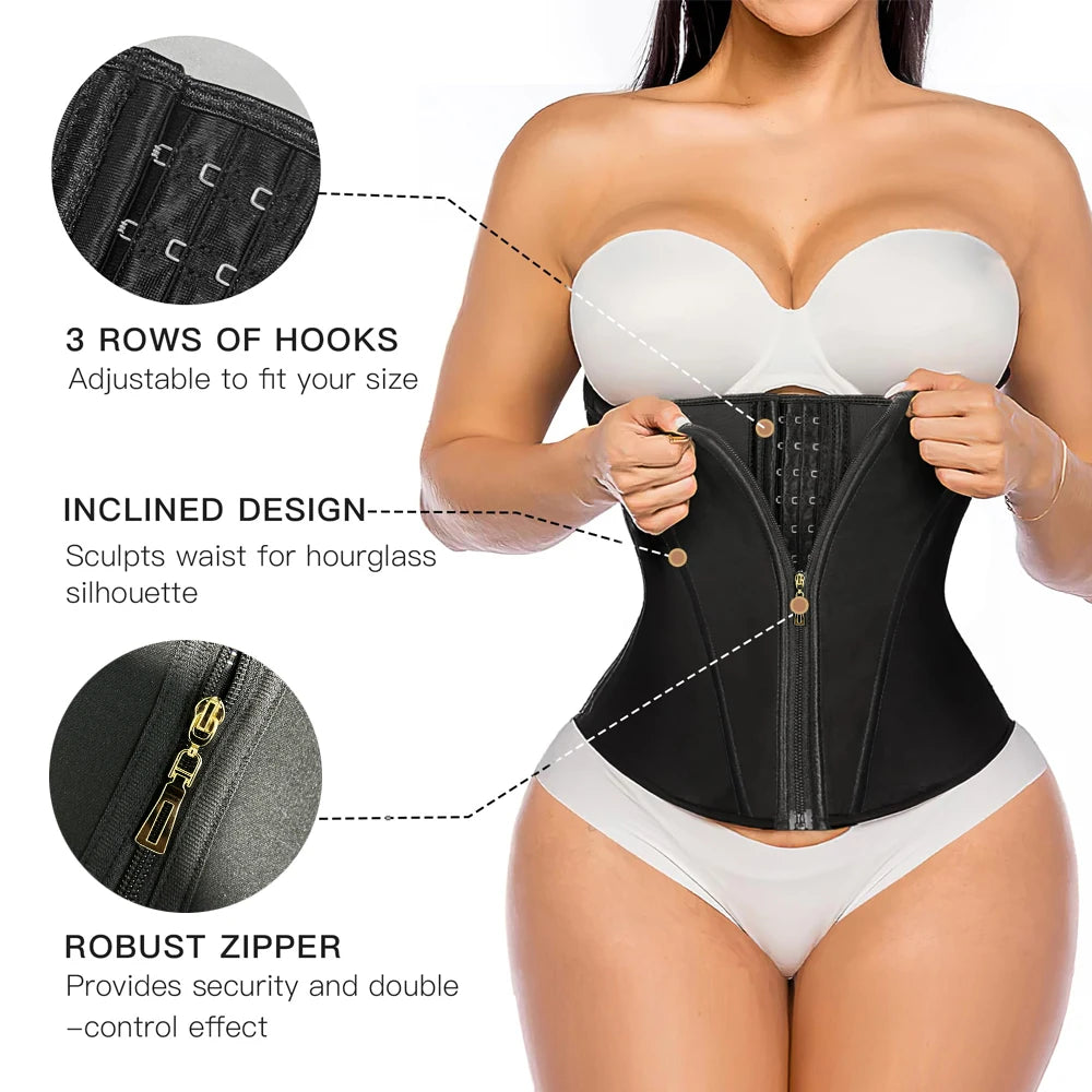 Waist Trainer for Women, Tummy Control Workout Waist Cincher, Corset Shapewear Postpartum Body Shaper with Zipper Hook