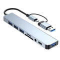 8 in 2 USB , Type C HUB Docking Station with 3.5mm Audio Jack Adapter, Micro SD Card Reader, Laptop Tablet Phone Disk Converter