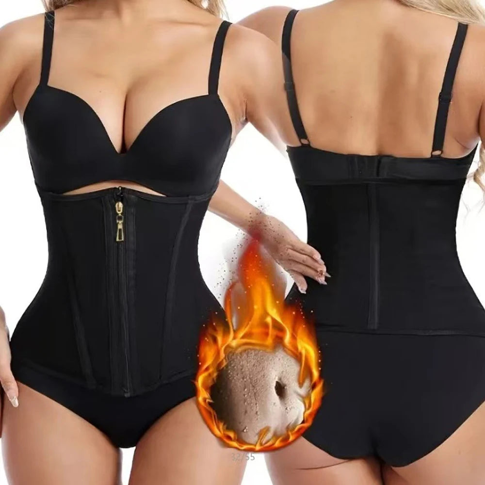 Waist Trainer for Women, Tummy Control Workout Waist Cincher, Corset Shapewear Postpartum Body Shaper with Zipper Hook