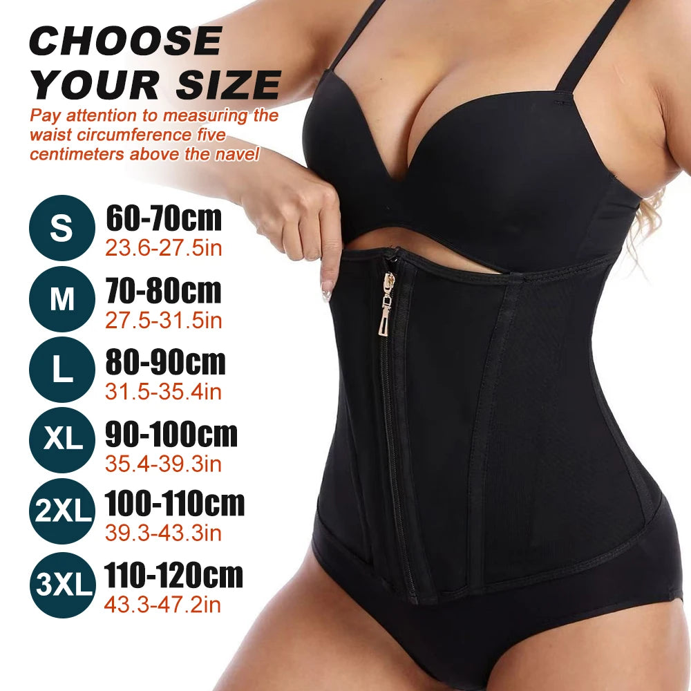 Waist Trainer for Women, Tummy Control Workout Waist Cincher, Corset Shapewear Postpartum Body Shaper with Zipper Hook