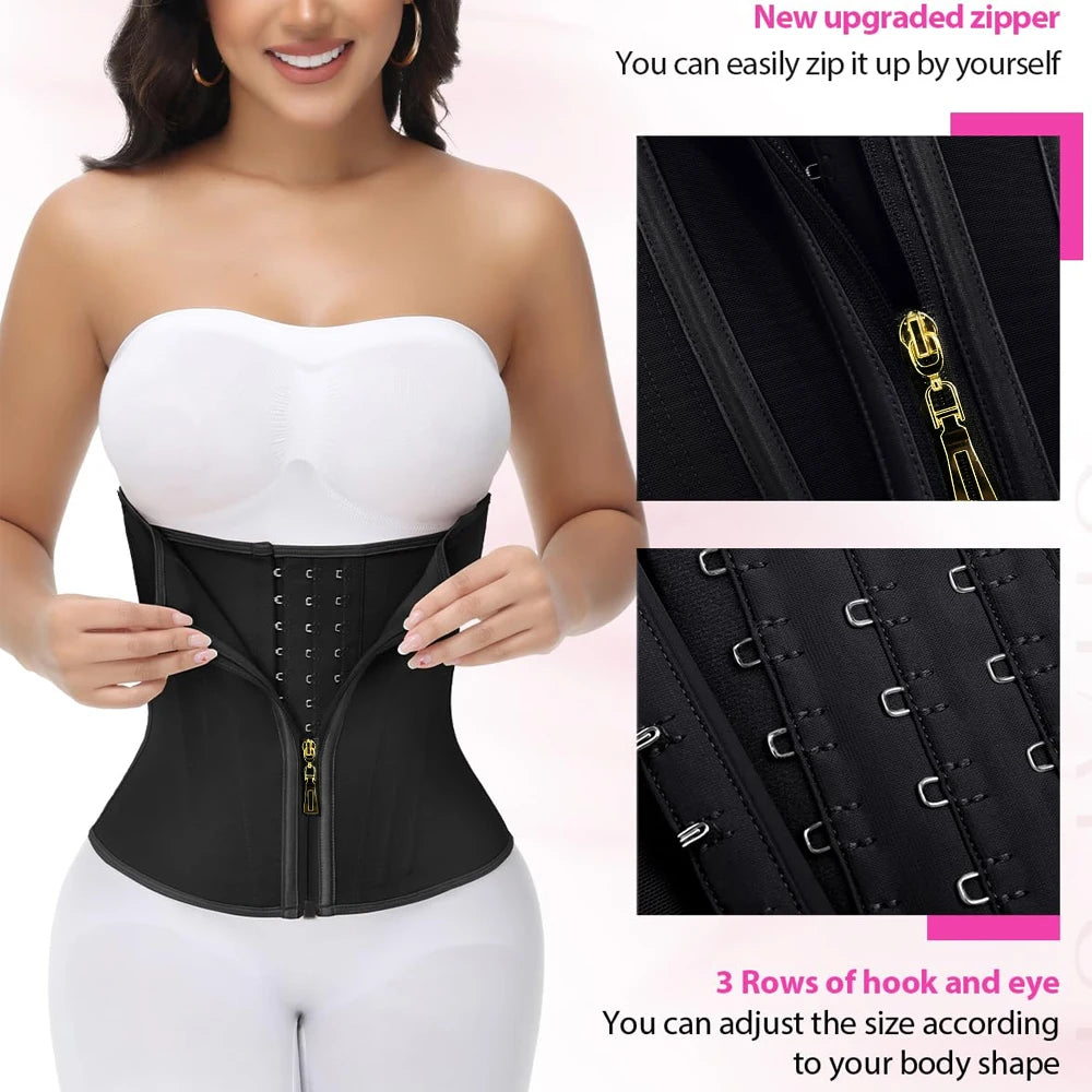 Waist Trainer for Women, Tummy Control Workout Waist Cincher, Corset Shapewear Postpartum Body Shaper with Zipper Hook